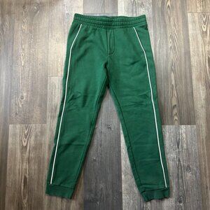 H&M Mens Sweatpants Green Joggers Retro Piping Small Pockets Drawstring Casual